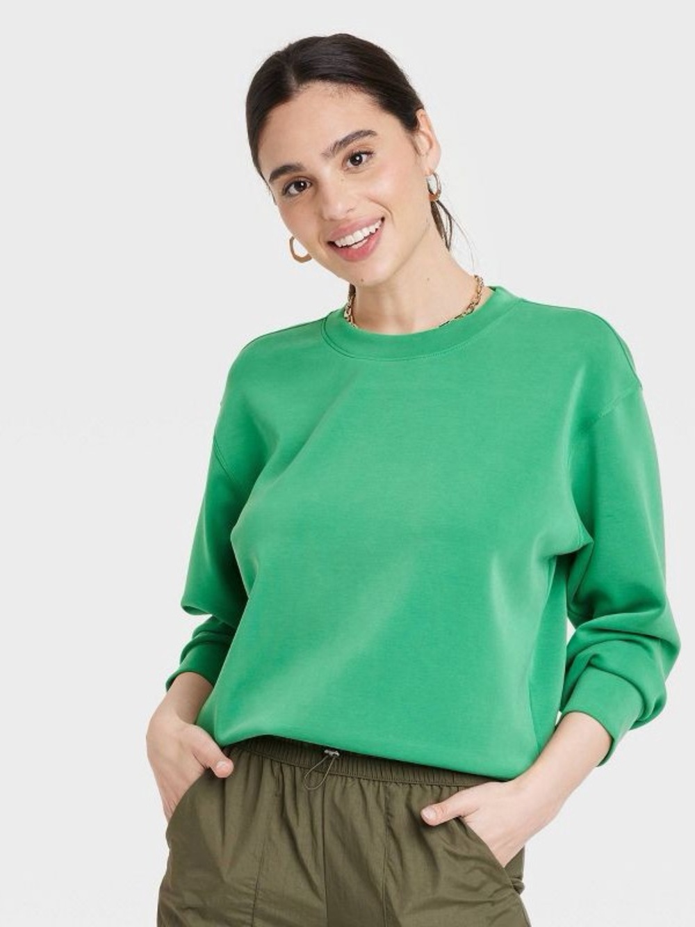 a new day sandwash Bright Green Crewneck Sweatshirt